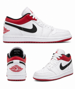 JORDAN 1 LOW WHITE UNIVERSITY RED BLACK